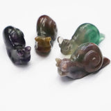 Natural Stone Snail Animal Ornaments Fluorite Agate Quartz Crafts Figurine