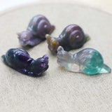 Natural Stone Snail Animal Ornaments Fluorite Agate Quartz Crafts Figurine