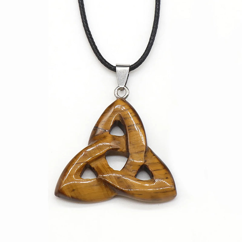 Irish Celtic Knot Tiger Eye Crystal Pendant for Jewelry Making