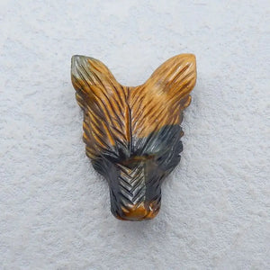 Tiger Eye Wolf Head Necklace Pendant 38x27x13mm
