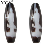 1Pcs Natural Tibetan Dzi Beads, Oval Guanyin Kuanyin, AAA, 12x38mm