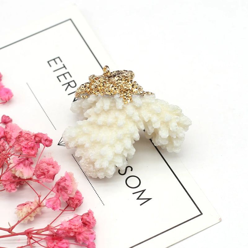 Coral Irregular Pendant for DIY Jewelry Making