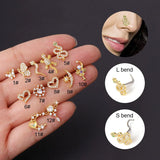 Stainless Steel 20G Snake Zircon Nose Stud Indian Nose Ring Piercing