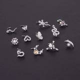 Stainless Steel 20G Snake Zircon Nose Stud Indian Nose Ring Piercing