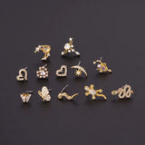 Stainless Steel 20G Snake Zircon Nose Stud Indian Nose Ring Piercing