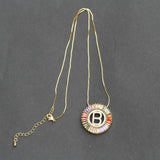 Rainbow CZ Initial Pendant Necklace for Women