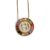 Rainbow CZ Initial Pendant Necklace for Women