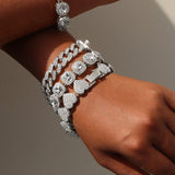 Pink Rhinestone Miami Cuban Chain Bracelet Chunky Tennis Jewelry