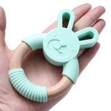 1Pcs Rabbit Ears Teether Wooden Teething Pendant Necklace DIY Pacifier Chain