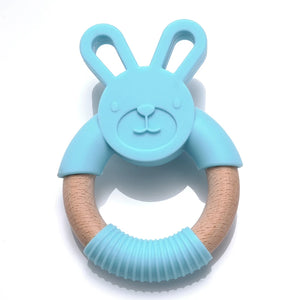 1Pcs Rabbit Ears Teether Wooden Teething Pendant Necklace DIY Pacifier Chain