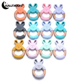 1Pcs Rabbit Ears Teether Wooden Teething Pendant Necklace DIY Pacifier Chain