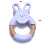 1Pcs Rabbit Ears Teether Wooden Teething Pendant Necklace DIY Pacifier Chain