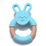 1Pcs Rabbit Ears Teether Wooden Teething Pendant Necklace DIY Pacifier Chain