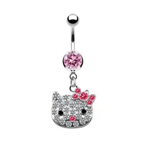 Romantic Pink Belly Piercing Buckle Umbilical Nail Cat Head Dragonfly Pistol