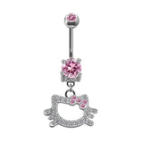 Romantic Pink Belly Piercing Buckle Umbilical Nail Cat Head Dragonfly Pistol