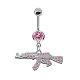 Romantic Pink Belly Piercing Buckle Umbilical Nail Cat Head Dragonfly Pistol