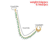 Bead Chain Clip Nose Ring Cuff For Women Ear Stud Punk Retro Ethnic Jewelry