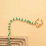 Bead Chain Clip Nose Ring Cuff For Women Ear Stud Punk Retro Ethnic Jewelry