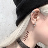Stainless Steel Ear Cuff Drop Chain Earrings for Men Women Punk Rock