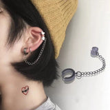 Stainless Steel Ear Cuff Drop Chain Earrings for Men Women Punk Rock