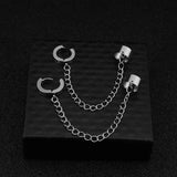 Stainless Steel Ear Cuff Drop Chain Earrings for Men Women Punk Rock