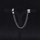 Stainless Steel Ear Cuff Drop Chain Earrings for Men Women Punk Rock