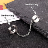 Stainless Steel Ear Cuff Drop Chain Earrings for Men Women Punk Rock