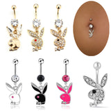 1Pcs Stainless Steel Bunny Navel Piercing Ring