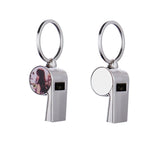 1Pcs Sublimation Blank Metal Whistle Key Ring Custom DIY Keychains