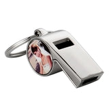 1Pcs Sublimation Blank Metal Whistle Key Ring Custom DIY Keychains