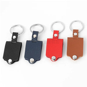 1Pcs Sublimation Blank Photo Frame Keychain With PU Cover Leather Case