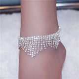 Tassel Rhinestone Anklet Chain Crystal Beach Bridal Foot Chain Jewelry
