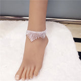 Tassel Rhinestone Anklet Chain Crystal Beach Bridal Foot Chain Jewelry