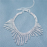 Tassel Rhinestone Anklet Chain Crystal Beach Bridal Foot Chain Jewelry
