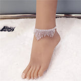Tassel Rhinestone Anklet Chain Crystal Beach Bridal Foot Chain Jewelry
