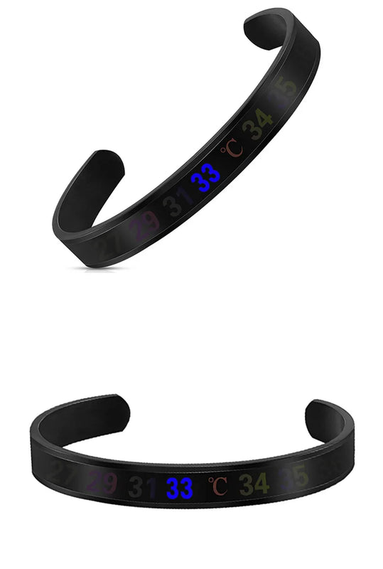 Temperature Stainless Steel Bracelet and Ring Set for Men and Women