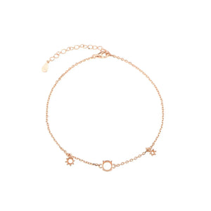 Three Stones Round Prong Bracelet Settings Rose Plated 925 Sterling Silver