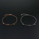 Three Stones Round Prong Bracelet Settings Rose Plated 925 Sterling Silver
