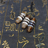 Tibet 3 Lines Totem 10mm Black/White Agate Dzi Beads Carving Instrument