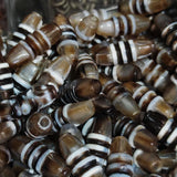 Tibet 3 Lines Totem 10mm Black/White Agate Dzi Beads Carving Instrument