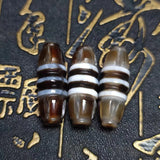 Tibet 3 Lines Totem 10mm Black/White Agate Dzi Beads Carving Instrument