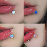 Colorful Heart Lip Studs Piercing Body Jewelry For Women Titanium Steel
