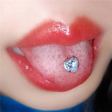 Heart Crystal Zircon Tongue Ring Titanium