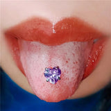Heart Crystal Zircon Tongue Ring Titanium