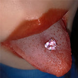 Heart Crystal Zircon Tongue Ring Titanium
