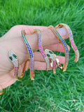 Snake Bangle Open Bangle Women Cubic Zirconia Rainbow Bangle