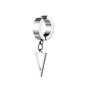 Stainless Steel Punk Clip Earrings Triangle Star Pendant Dangle Gothic Jewelry