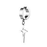 Stainless Steel Punk Clip Earrings Triangle Star Pendant Dangle Gothic Jewelry