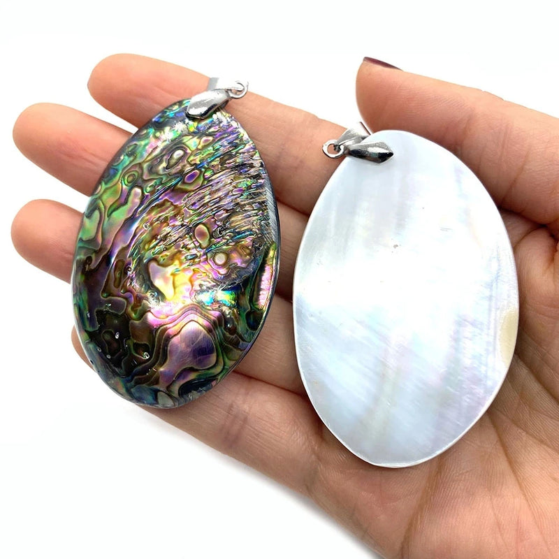 Vintage Double-sided Abalone Shell Pendant for DIY Jewellery