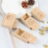 Vintage Round Wooden Jewelry Box Square Storage Case...